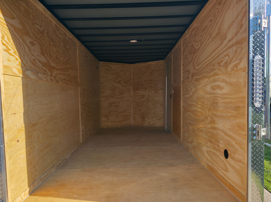 7x16x7 Indigo Blue Enclosed Trailer (2) 3500LB Axles Interior