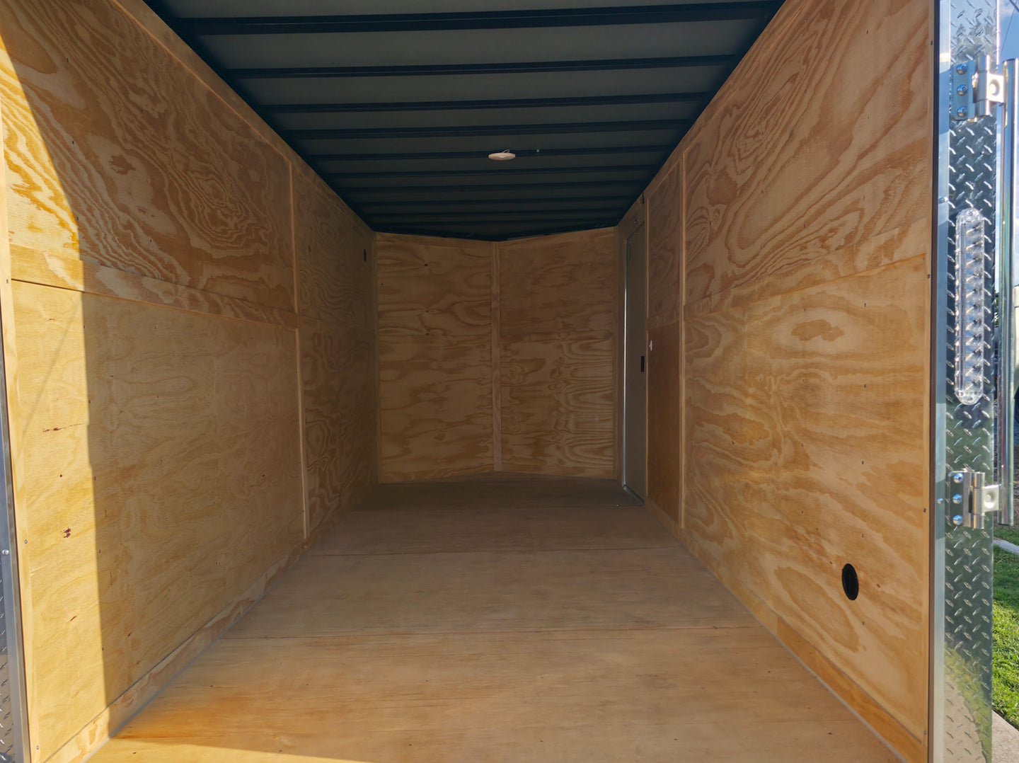 7x16x7 Indigo Blue Enclosed Trailer (2) 3500LB Axles Interior