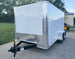 7x14x7 Enclosed Trailer White Flat Nose (2) 3500lb Axle Front Left 