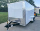 7x14x7 Enclosed Trailer White Flat Nose (2) 3500lb Axle Front Left 
