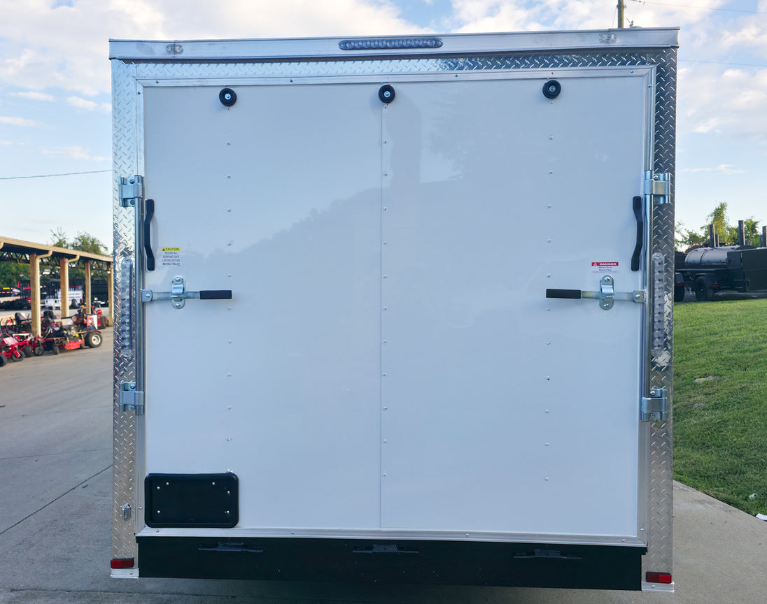 7x14x7 Enclosed Trailer White Flat Nose (2) 3500lb Axle Rear