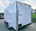 7x14x7 Enclosed Trailer White Flat Nose (2) 3500lb Axle Left Rear