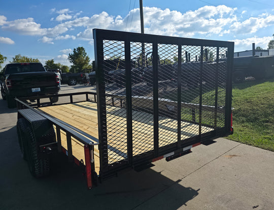 6.4x18 Straight Deck Off Road Utility Trailer (2) 3,500lb Axle Left Rear