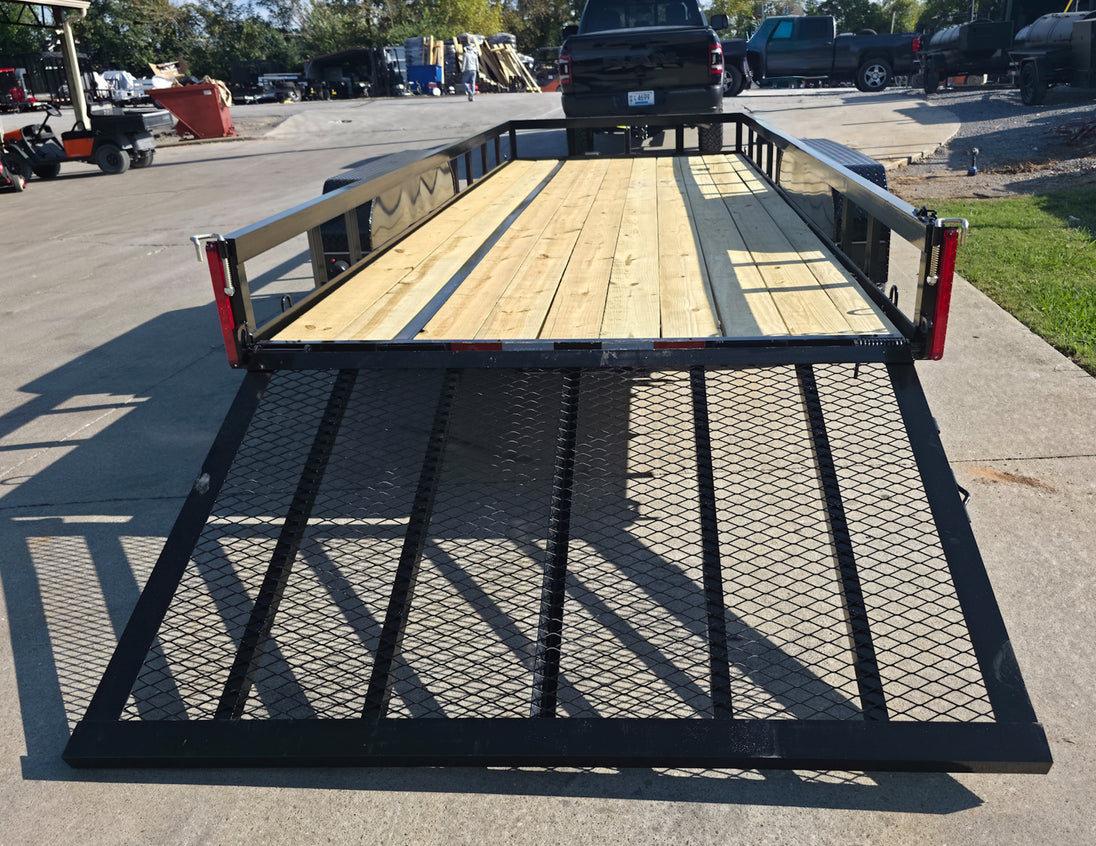 6.4x18 Straight Deck Off Road Utility Trailer (2) 3,500lb Axle Rear Gate Down