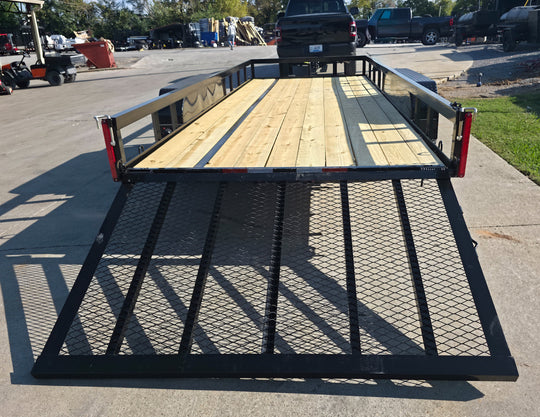 6.4x18 Straight Deck Off Road Utility Trailer (2) 3,500lb Axle Rear Gate Down