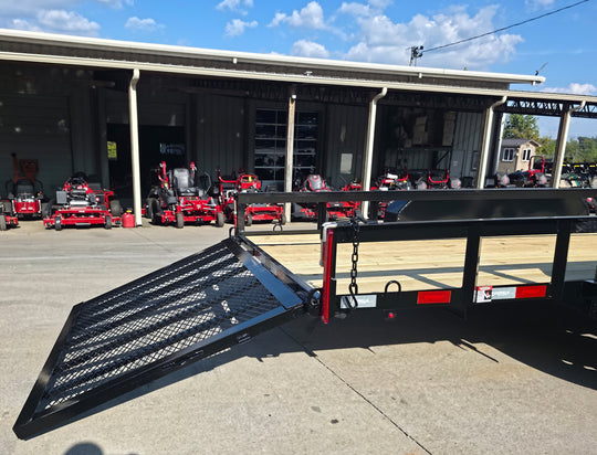 6.4x18 Straight Deck Off Road Utility Trailer (2) 3,500lb Axle Right Rear Gate Down