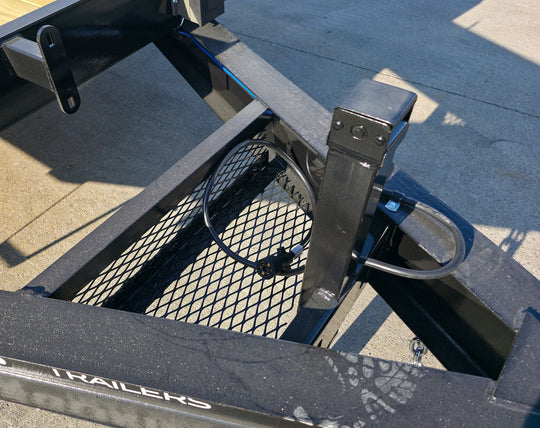 8.5x24 Deckover I-Beam Trailer Stand-Up Ramps (2) 5,200lb Axles Jack Chain Basket