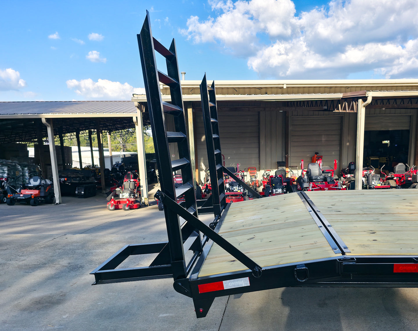 8.5x24 Deckover I-Beam Trailer Stand-Up Ramps (2) 5,200lb Axles Right Rear Ramps Up