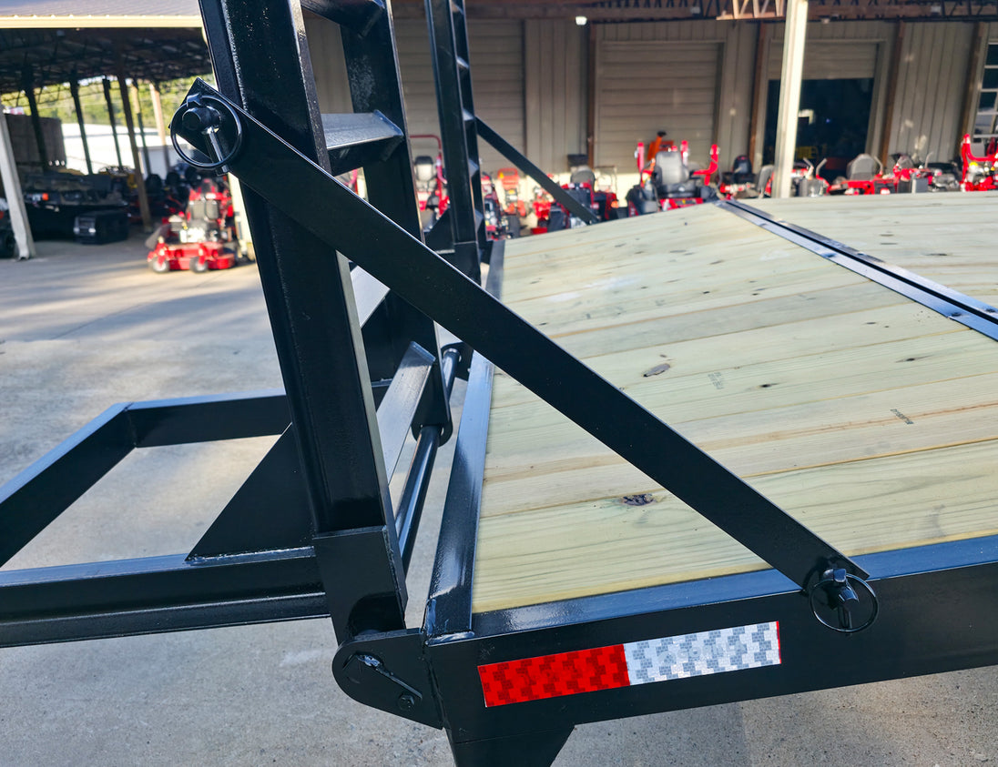 8.5x24 Deckover I-Beam Trailer Stand-Up Ramps (2) 5,200lb Axles Arm Lock/Pin