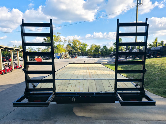 8.5x24 Deckover I-Beam Trailer Stand-Up Ramps (2) 5,200lb Axles Rear