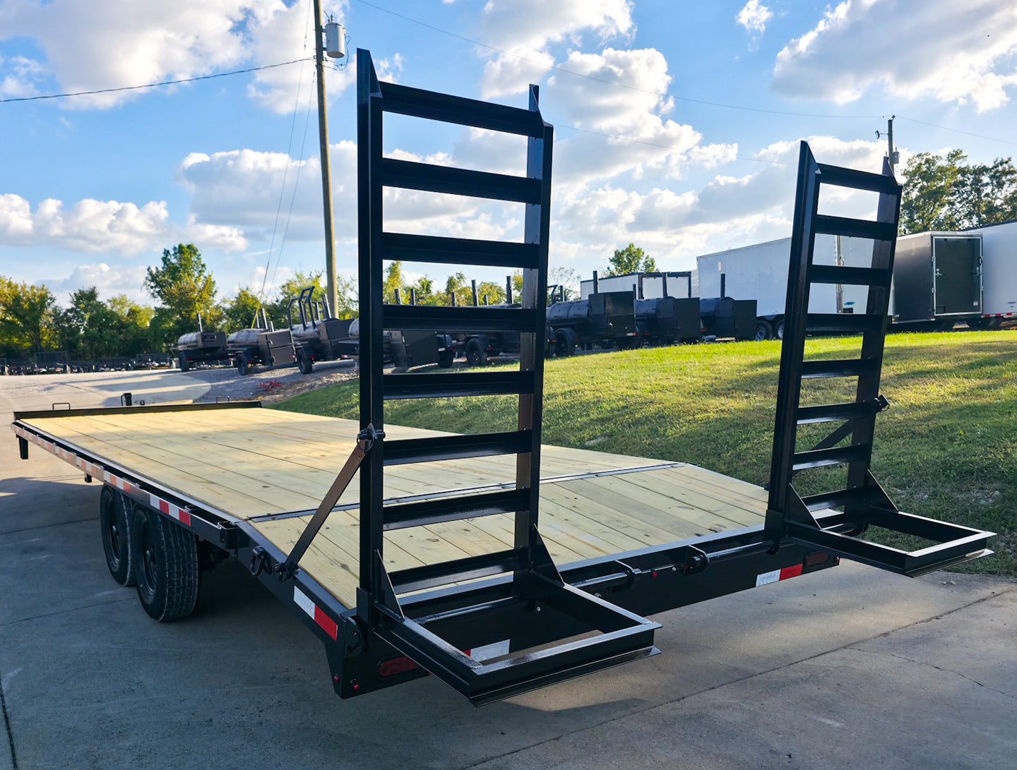 8.5x24 Deckover I-Beam Trailer Stand-Up Ramps (2) 5,200lb Axles Left Rear