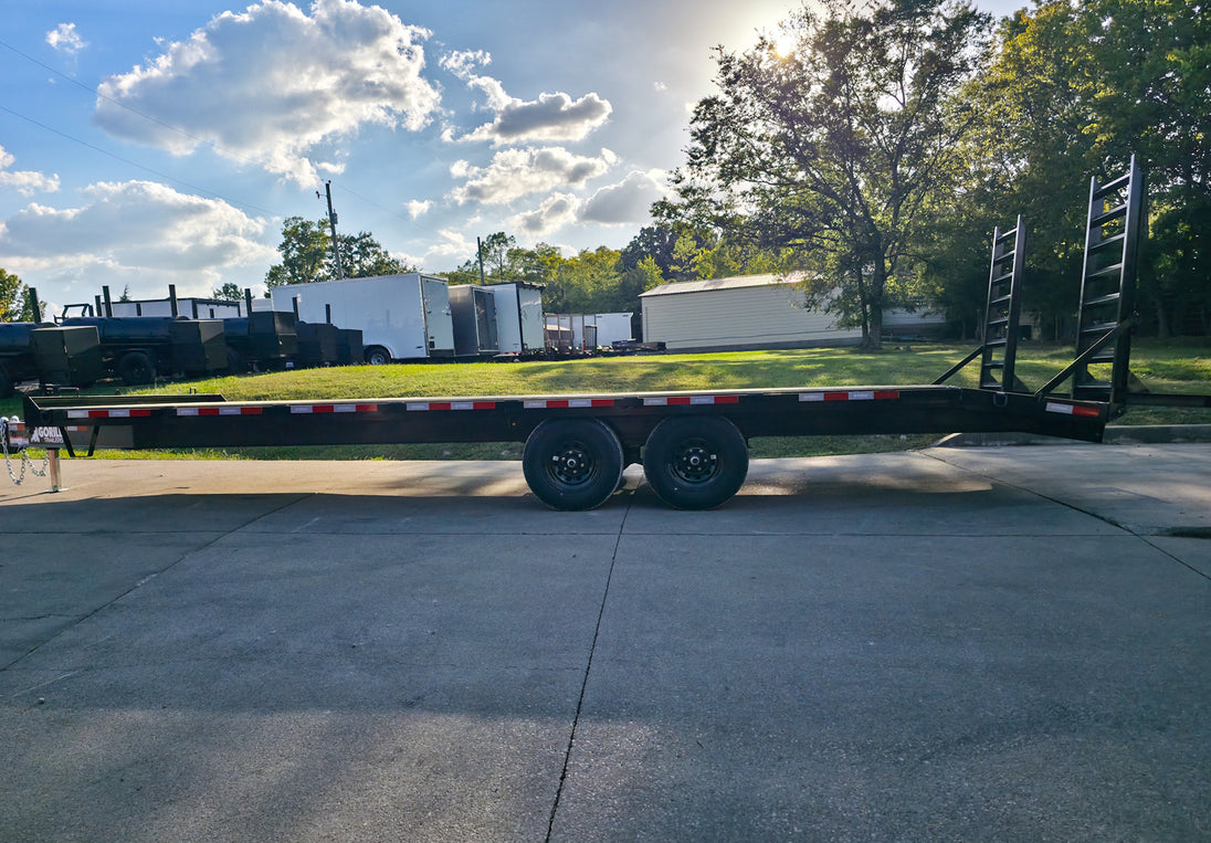 8.5x24 Deckover I-Beam Trailer Stand-Up Ramps (2) 5,200lb Axles Left Side