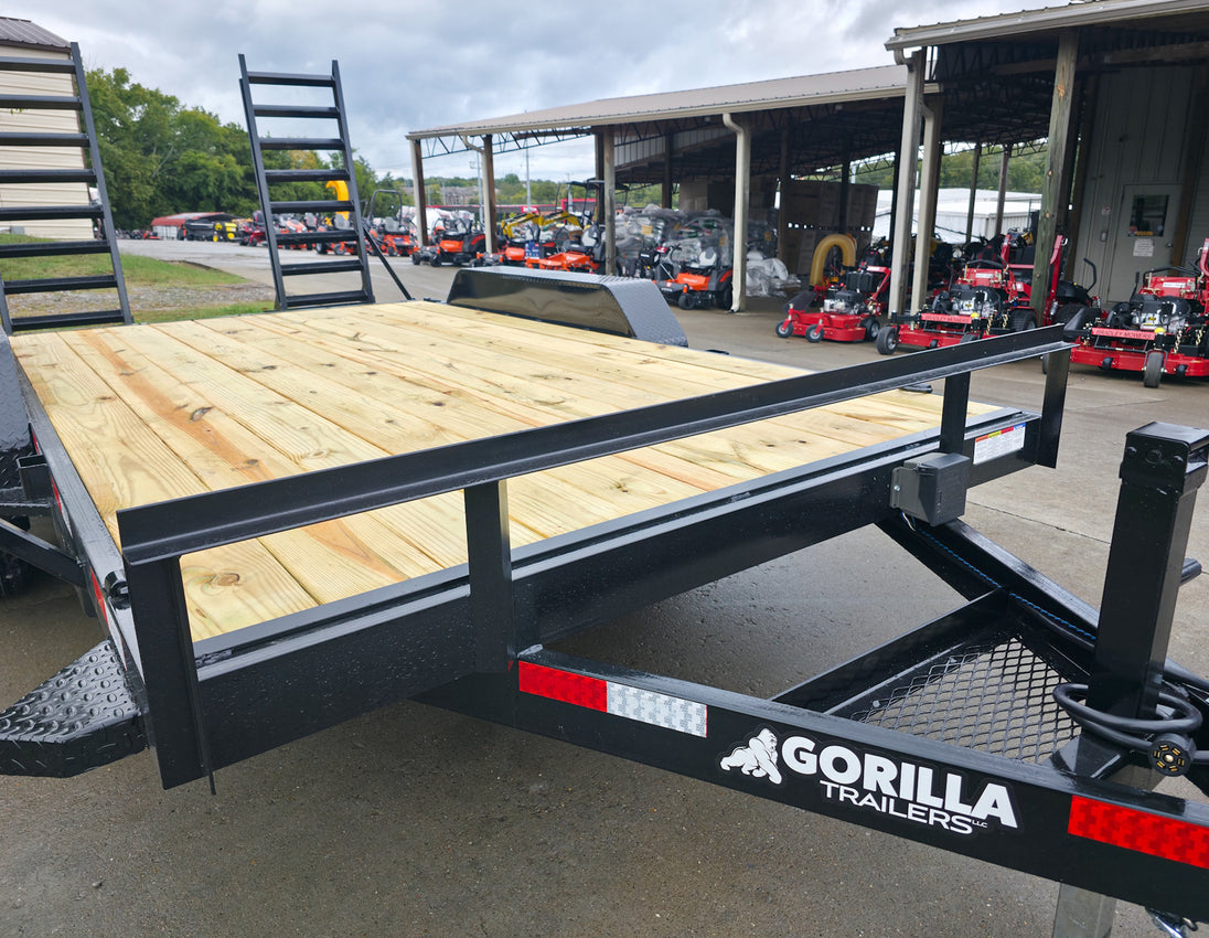 7x14 IBeam Equipment Trailer (2) 6000lb Axles with Stand-Up Ramps 8K GVWR Front Right 