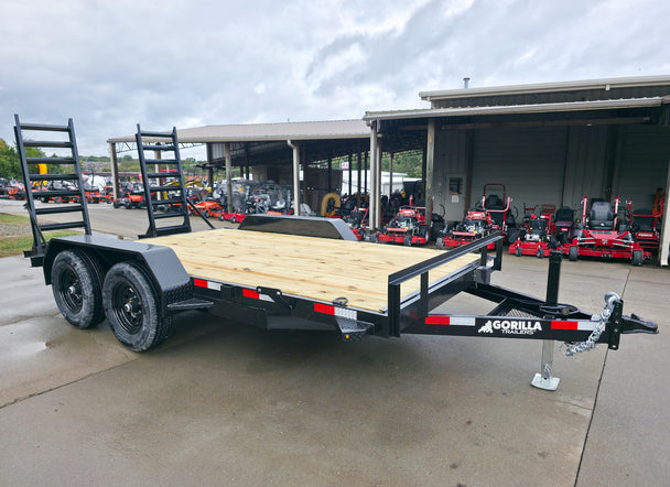 7x14 IBeam Equipment Trailer (2) 6000lb Axles with Stand-Up Ramps 8K GVWR Front Right 