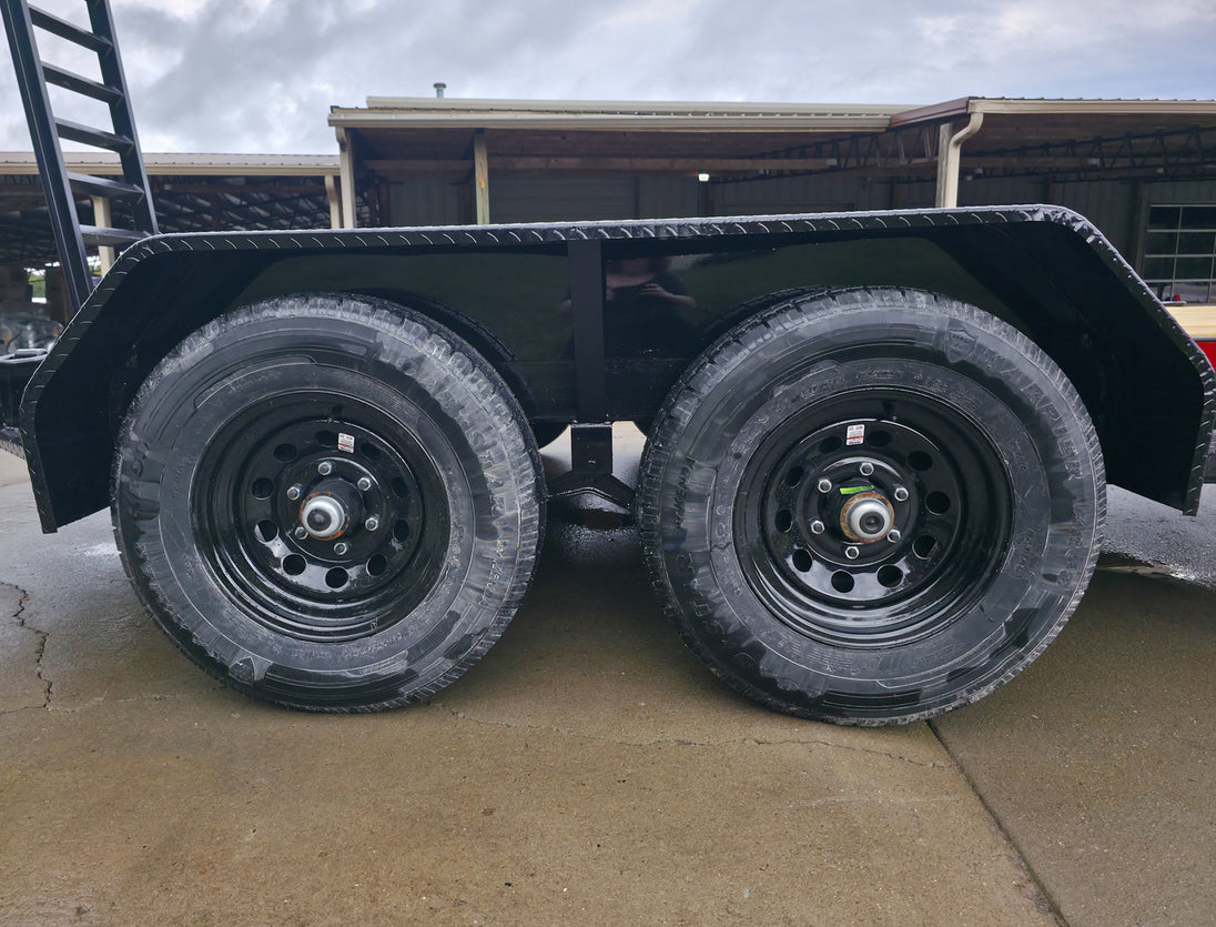 7x14 IBeam Equipment Trailer (2) 6000lb Axles with Stand-Up Ramps 8K GVWR Tires