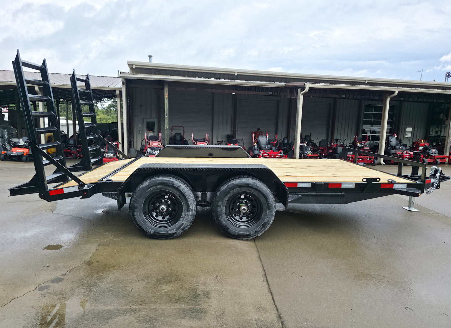 7x14 IBeam Equipment Trailer (2) 6000lb Axles with Stand-Up Ramps 8K GVWR Right Side