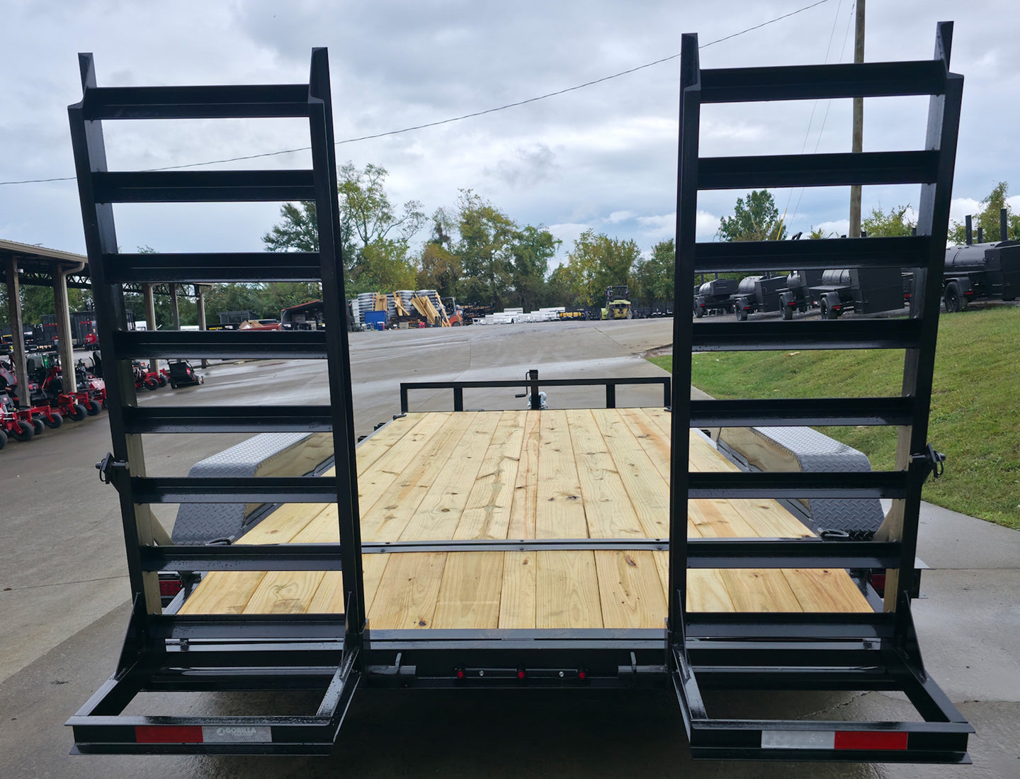 7x14 IBeam Equipment Trailer (2) 6000lb Axles with Stand-Up Ramps 8K GVWR Rear