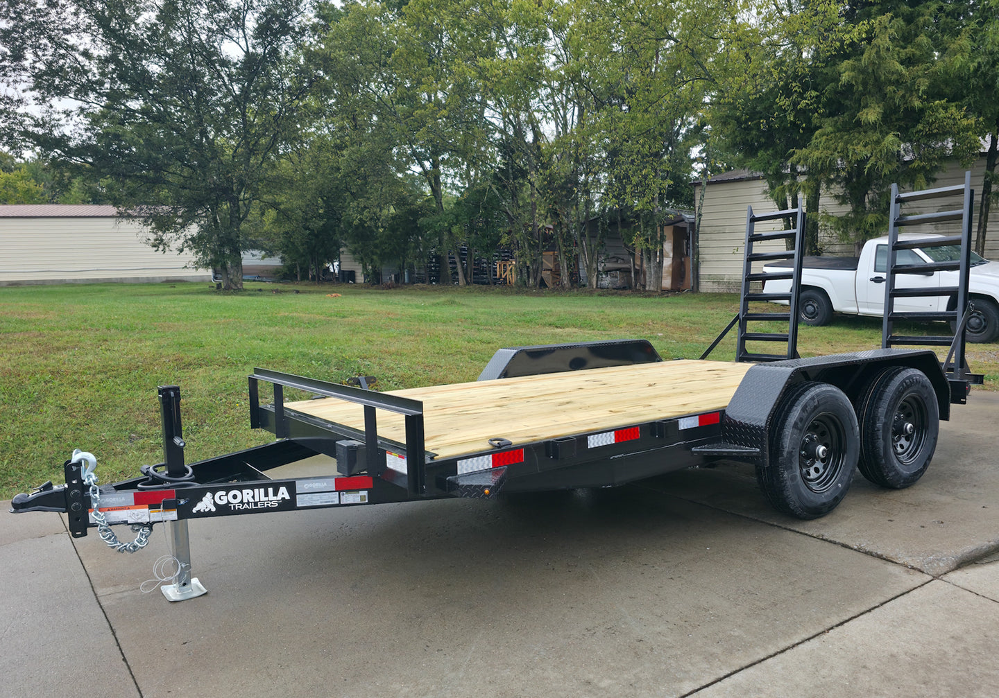 7x14 IBeam Equipment Trailer (2) 6000lb Axles with Stand-Up Ramps 8K GVWR  Front Left 