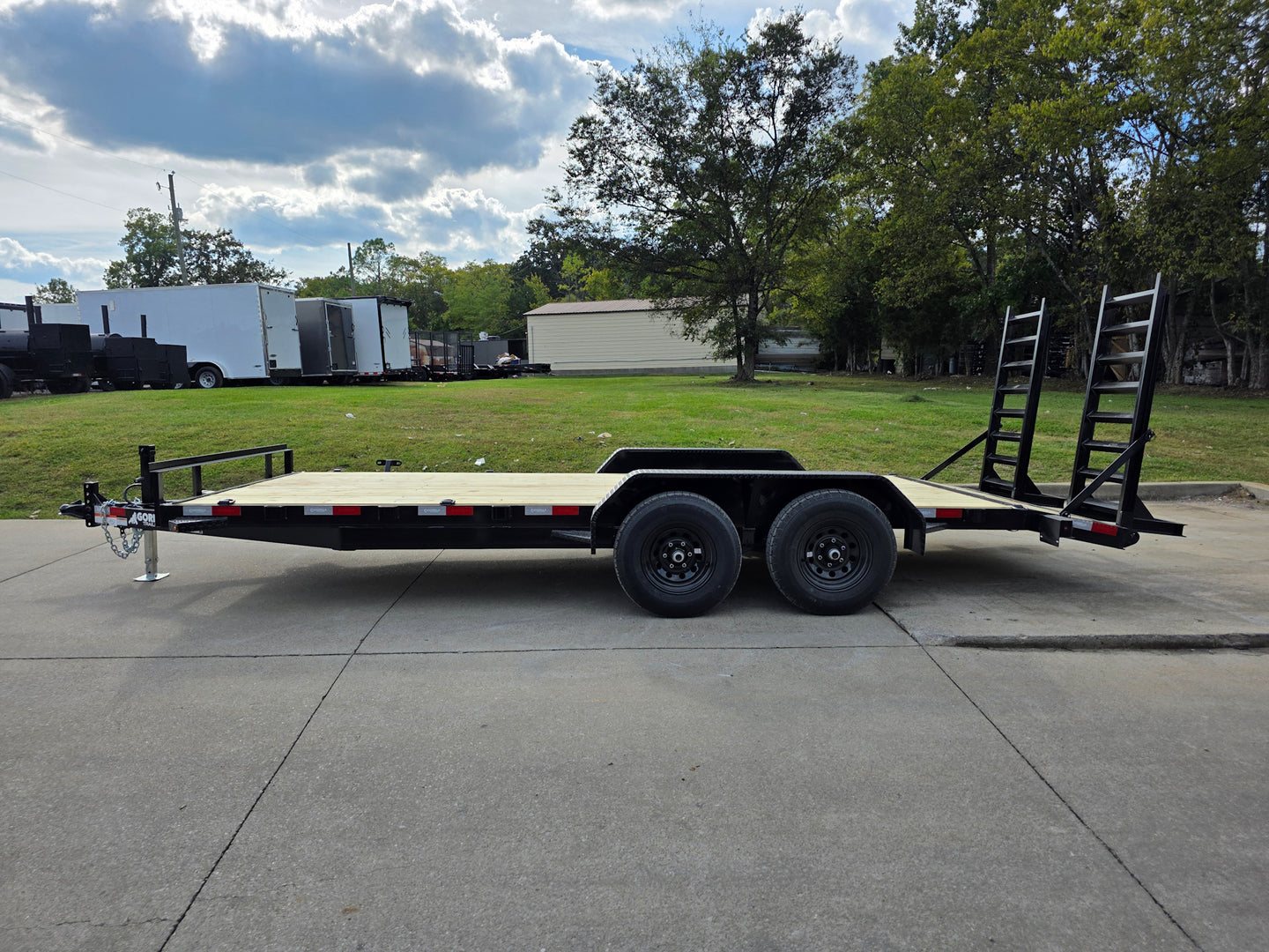 7X18  IBeam Equipment Trailer (2) 6000lb Axles with Stand-Up Ramps 12K GVWR Left Side