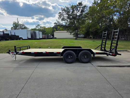 7X18  IBeam Equipment Trailer (2) 6000lb Axles with Stand-Up Ramps 12K GVWR Left Side