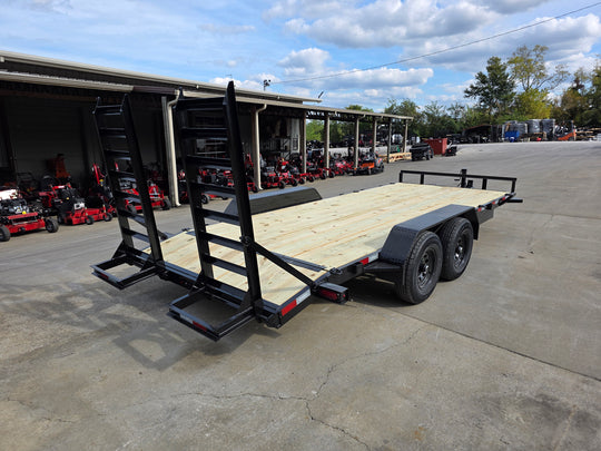 7X18  IBeam Equipment Trailer (2) 6000lb Axles with Stand-Up Ramps 12K GVWR Rear Right