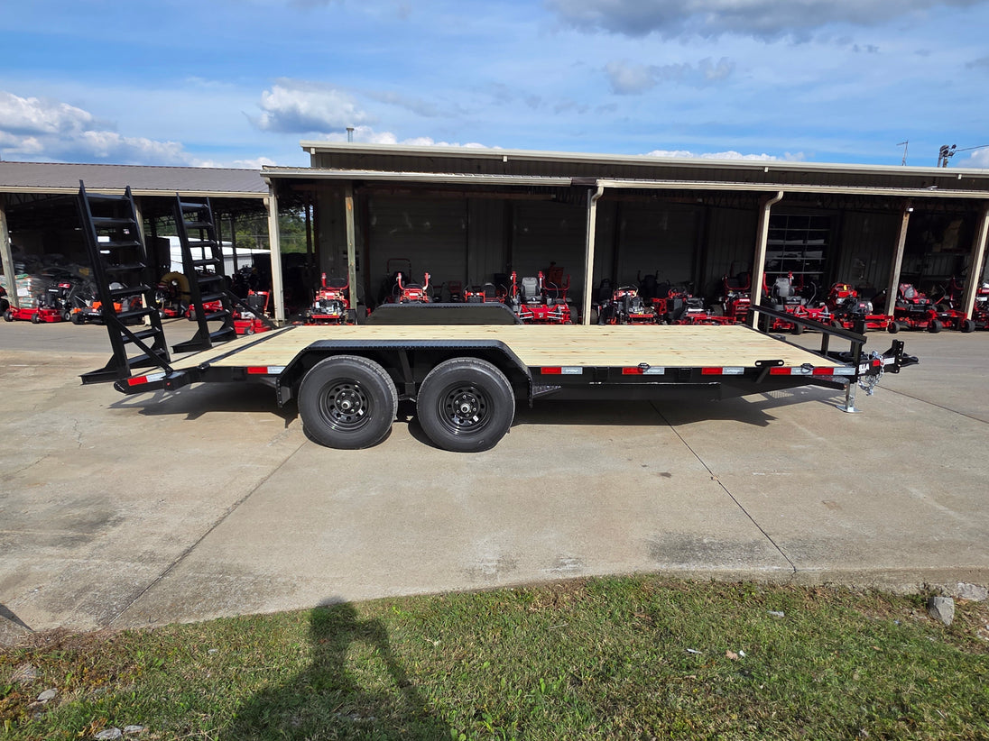 7X18  IBeam Equipment Trailer (2) 6000lb Axles with Stand-Up Ramps 12K GVWR Right Side