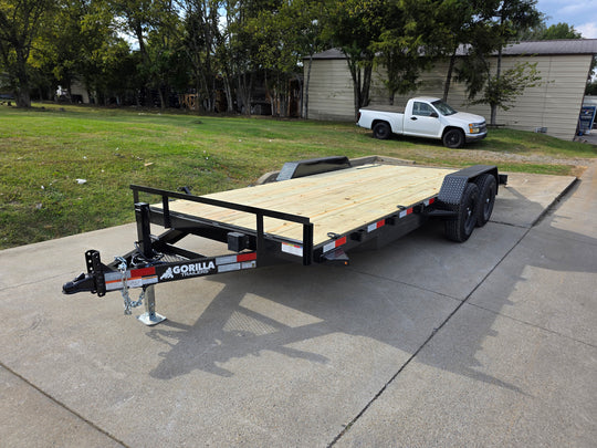 7X18  IBeam Equipment Trailer (2) 6000lb Axles with Stand-Up Ramps 12K GVWR Front Left