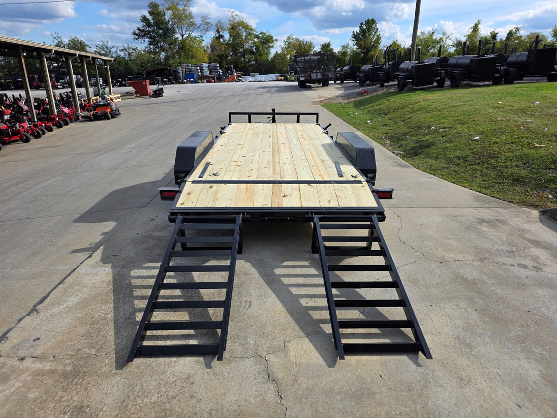 7X18  IBeam Equipment Trailer (2) 6000lb Axles with Stand-Up Ramps 12K GVWR Rear