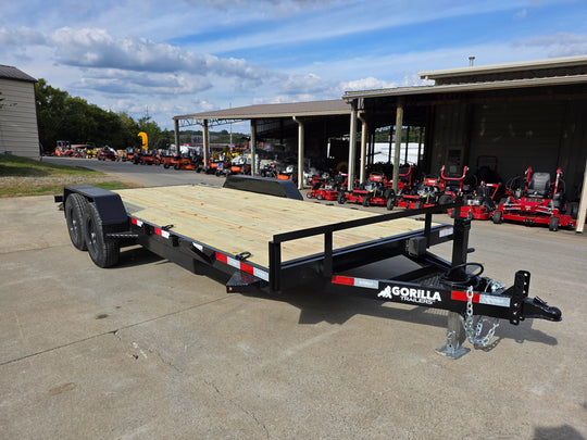 7X18  IBeam Equipment Trailer (2) 6000lb Axles with Stand-Up Ramps 12K GVWR Front Right Side