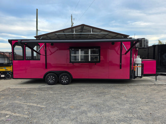 8.5' x 24' Pink w/ Blackout Custom Concession Trailer Food Event - SLE Equipment - 2