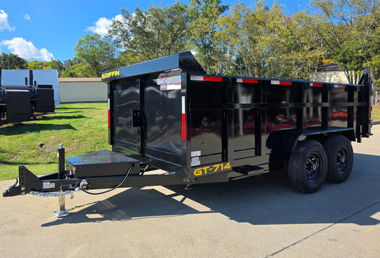 7x14 Hydraulic Dump Trailer 3ft Sides Powder Coated 2 - 7k Axles GVWR 14K - SLE Equipment - 5