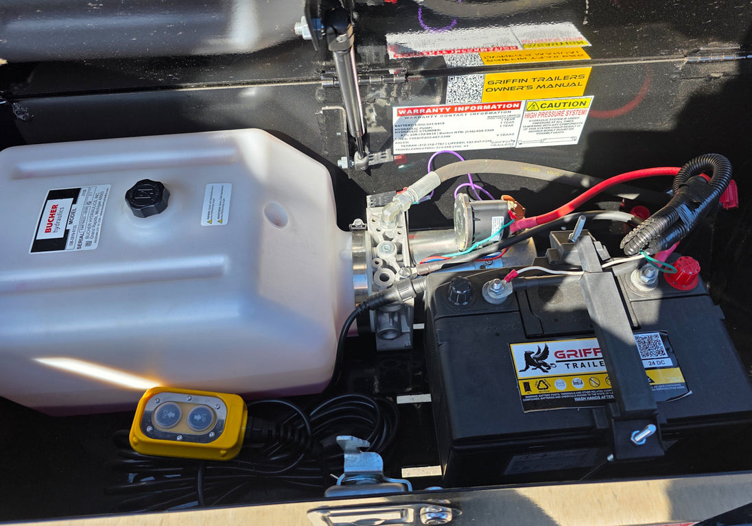 7x16 Gooseneck Telescopic Dump Trailer with 3ft Sides (2) 7K Axles 14K GVWR Battery and Hydraulic System