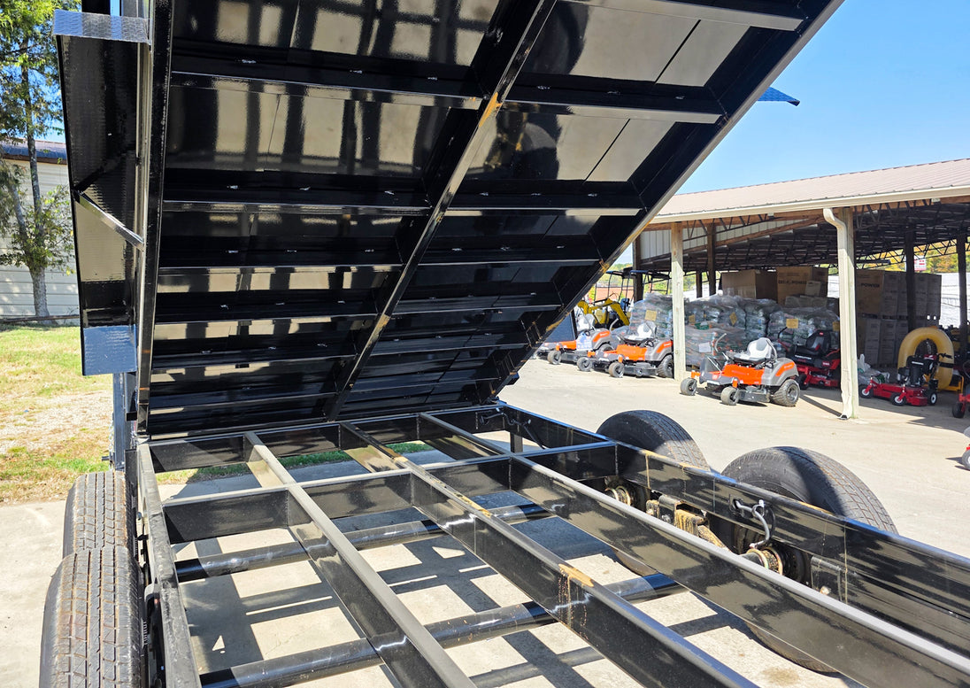 7x16 Gooseneck Telescopic Dump Trailer with 3ft Sides (2) 7K Axles 14K GVWR Bellow Dump Frame