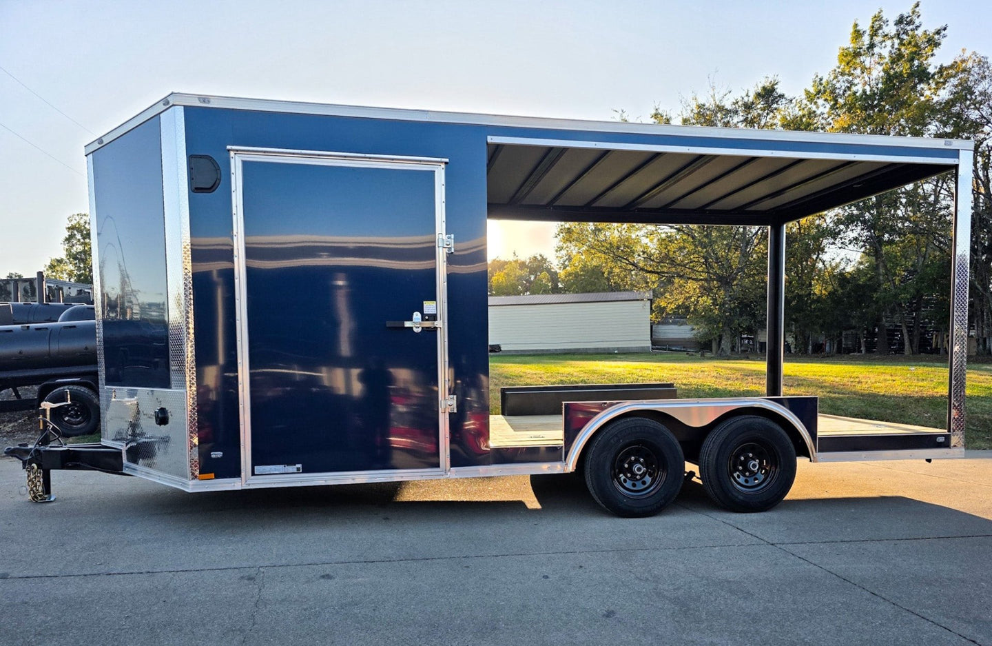 8.5x18 Indigo Enclosed Trailer Hybrid V-Nose with Roof (2) 5,200LB Axles Left Side View 