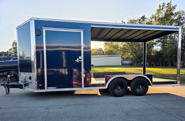 8.5x18 Indigo Enclosed Trailer Hybrid V-Nose with Roof (2) 5,200LB Axles Left Side View 
