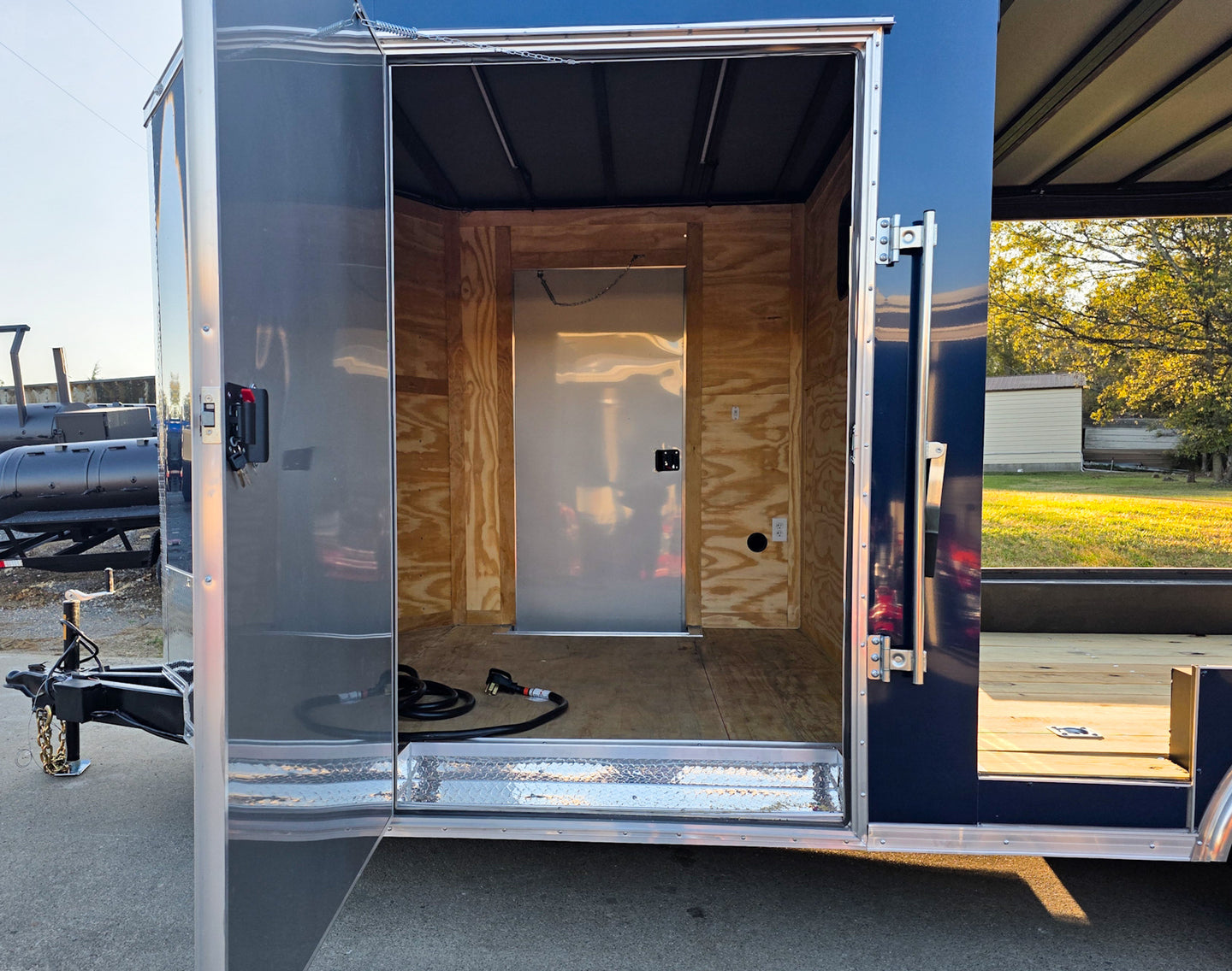 8.5x18 Indigo Enclosed Trailer Hybrid V-Nose with Roof (2)5,200LB Axles Drivers Side Large Door