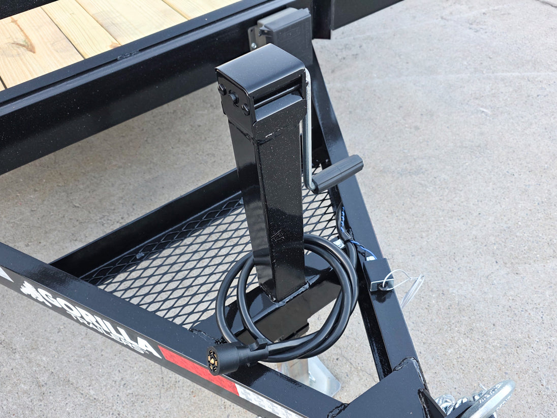 7X16 Equipment Trailer (2) 6000lb Axles with Stand-Up Ramps 12K GVWR Chain Basket