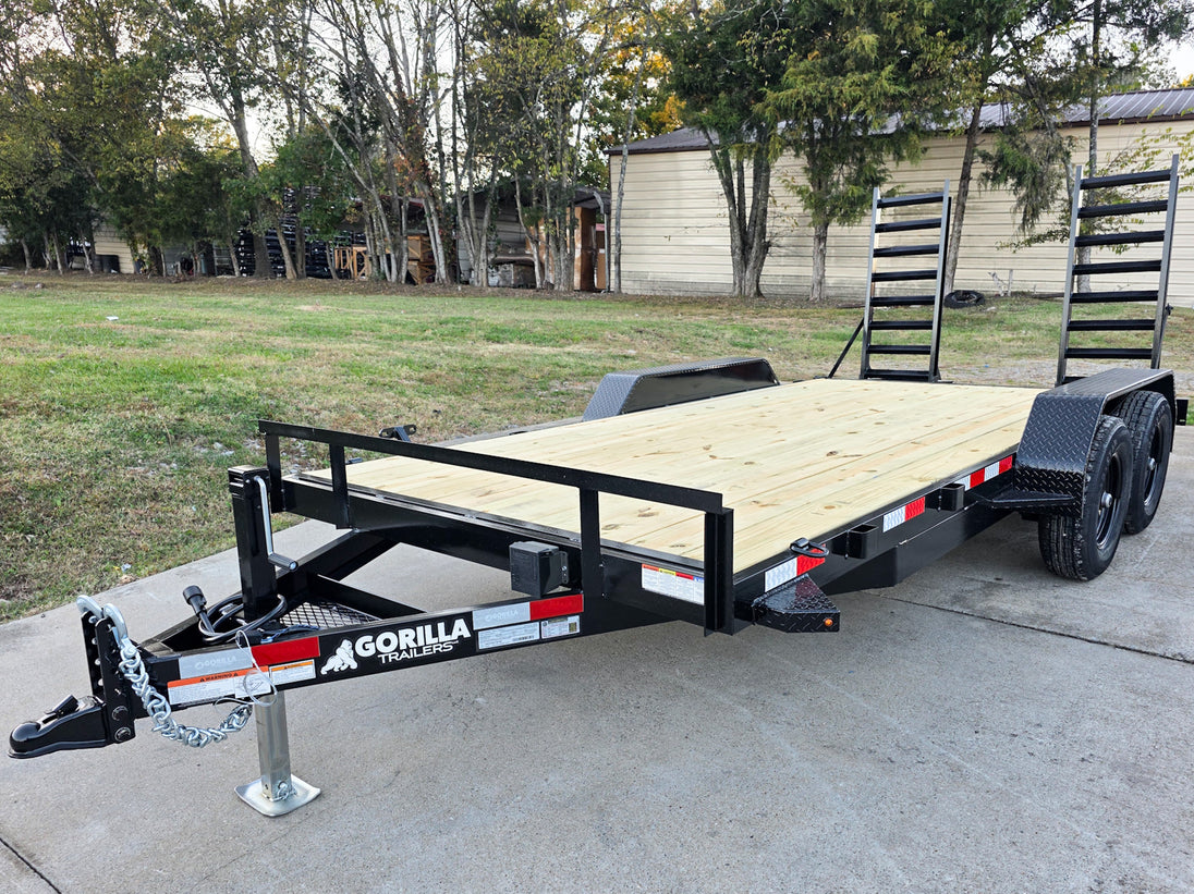 7X16 Equipment Trailer (2) 6000lb Axles with Stand-Up Ramps 12K GVWR Front Left 