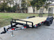 7X16 Equipment Trailer (2) 6000lb Axles with Stand-Up Ramps 12K GVWR Front Left 