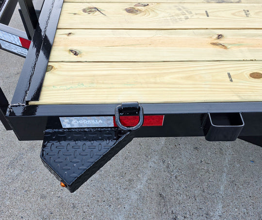 7X16 Equipment Trailer (2) 6000lb Axles with Stand-Up Ramps 12K GVWR D-Ring, Stake Pocket, Step 