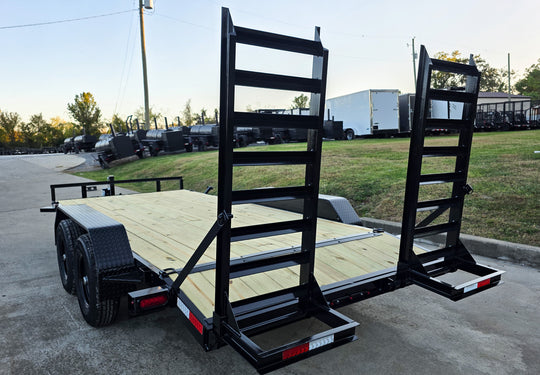 7X16 Equipment Trailer (2) 6000lb Axles with Stand-Up Ramps 12K GVWR Left Rear Ramps