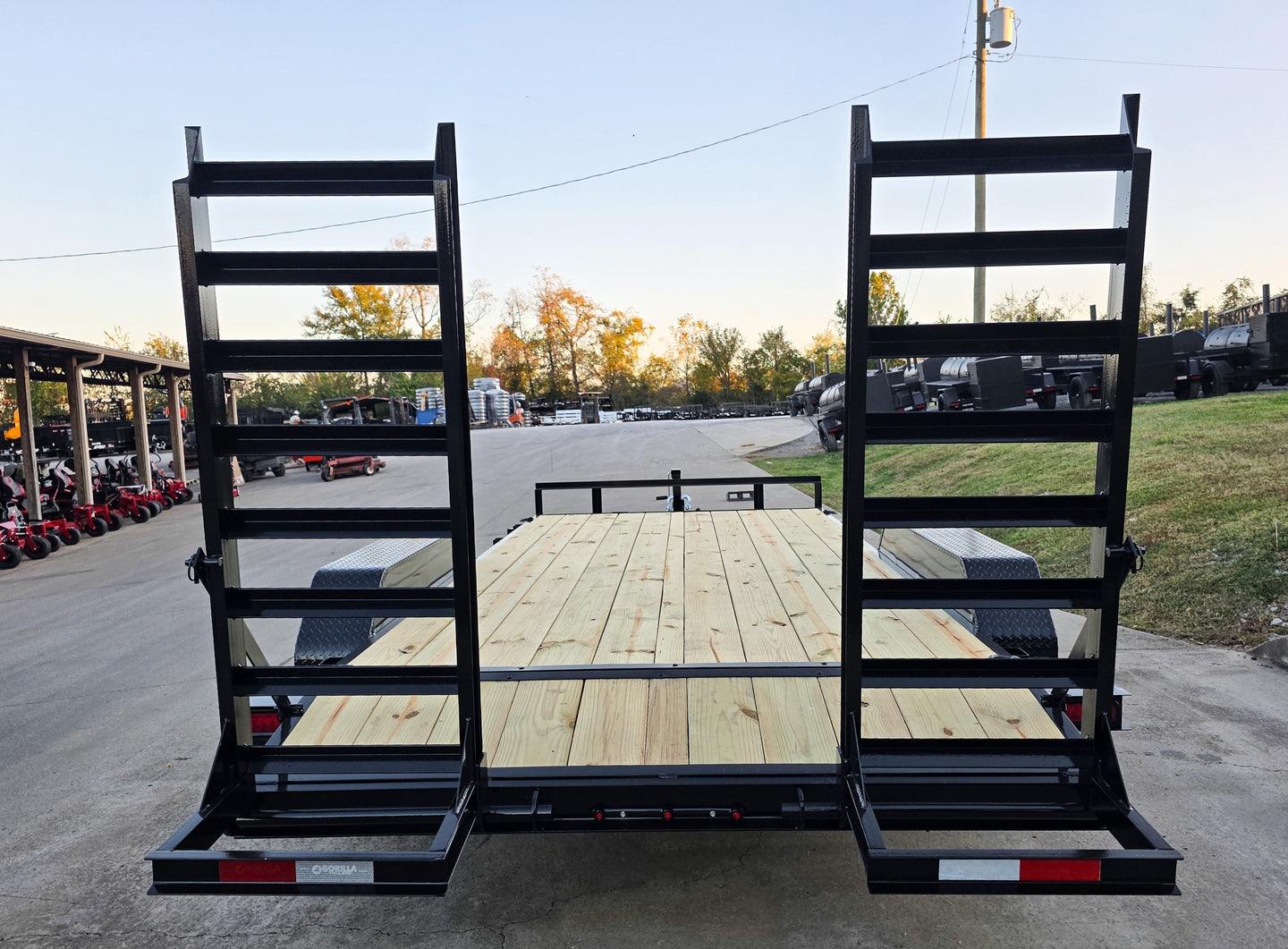 7X16 Equipment Trailer (2) 6000lb Axles with Stand-Up Ramps 12K GVWR Rear Ramps