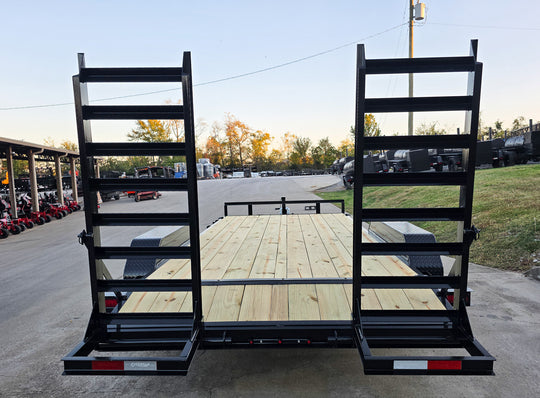 7X16 Equipment Trailer (2) 6000lb Axles with Stand-Up Ramps 12K GVWR Rear Ramps
