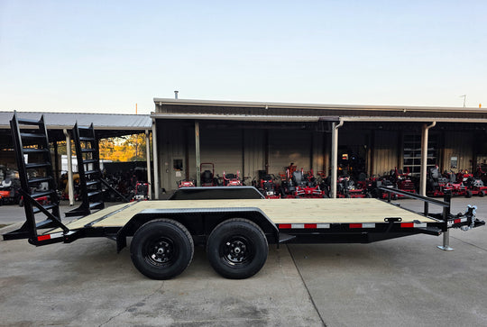 7X16 Equipment Trailer (2) 6000lb Axles with Stand-Up Ramps 12K GVWR Right Side