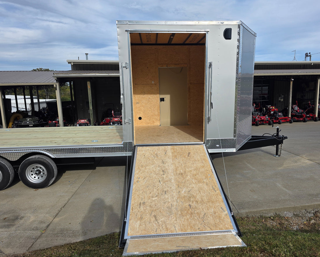 8.5x22 Hybrid Deckover Enclosed Trailer (2) 5200lb Axles Side Ramp Down