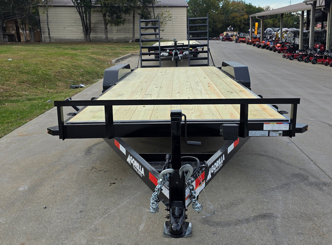 7X20 Equipment Trailer (2) 6000lb Axles with Stand-Up Ramps 12K GVWR Front 