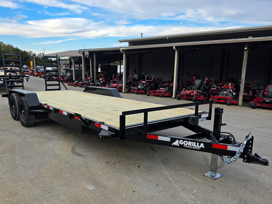 7X20 Equipment Trailer (2) 6000lb Axles with Stand-Up Ramps 12K GVWR Front Right 