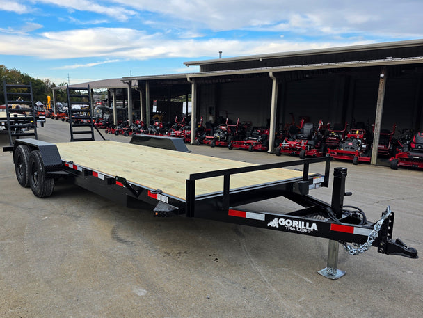 7X20 Equipment Trailer (2) 6000lb Axles with Stand-Up Ramps 12K GVWR Front Right 