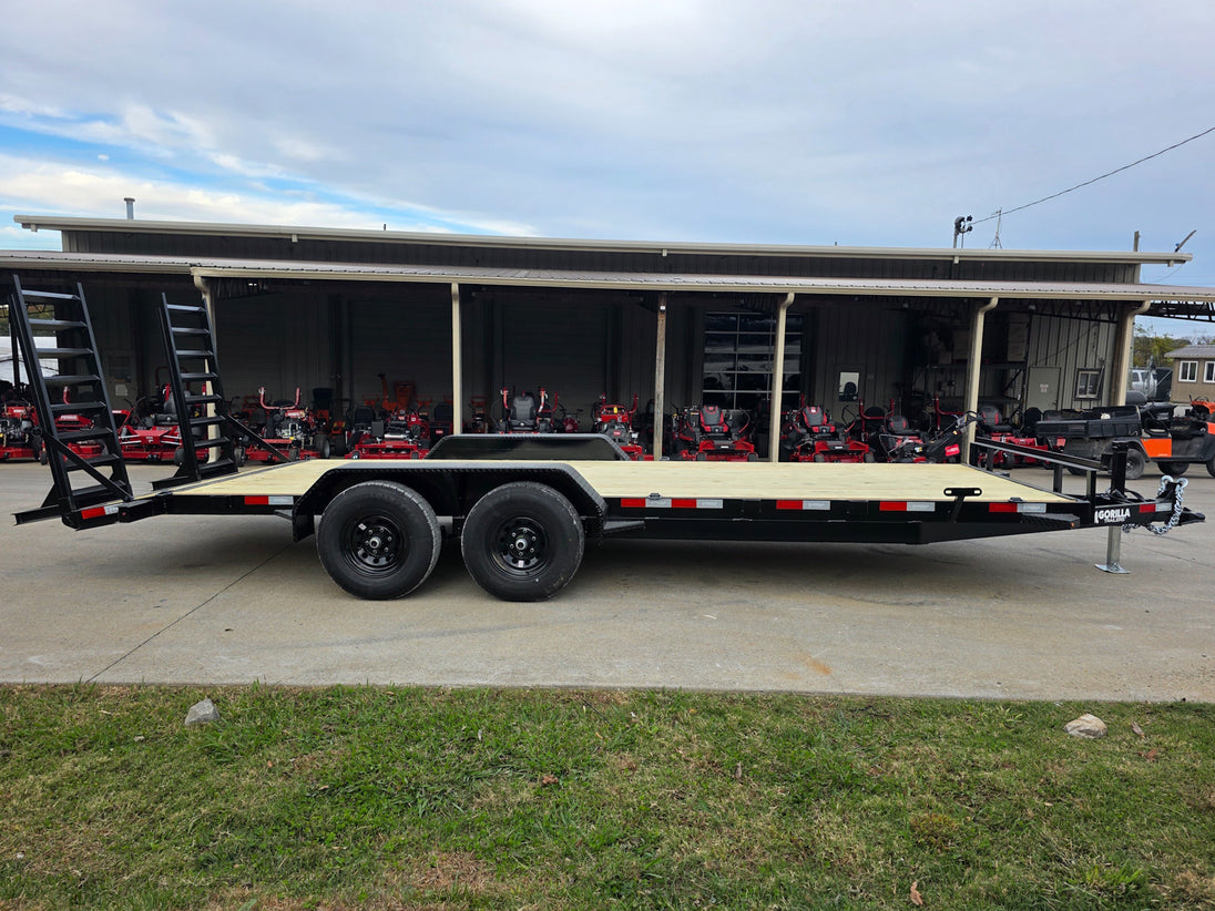 7X20 Equipment Trailer (2) 6000lb Axles with Stand-Up Ramps 12K GVWR Right Side