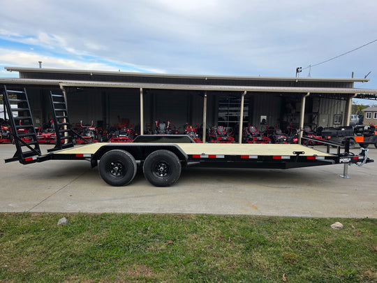 7X20 Equipment Trailer (2) 6000lb Axles with Stand-Up Ramps 12K GVWR Right Side